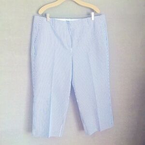 Talbots Women's Petite Chelsea Seersucker Stripe Cropped Pants, NWOT